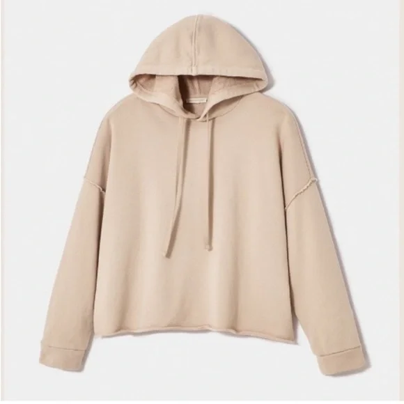 Eileen Fisher Organic French Terry Crop Hoodie Lounge Top - Picture 4 of 5